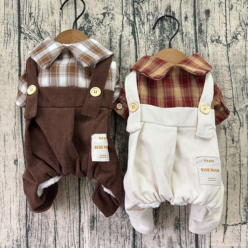 落叶王国“宠物四脚衣泰迪雪纳瑞博美衣服秋冬加绒背带裤中小型犬