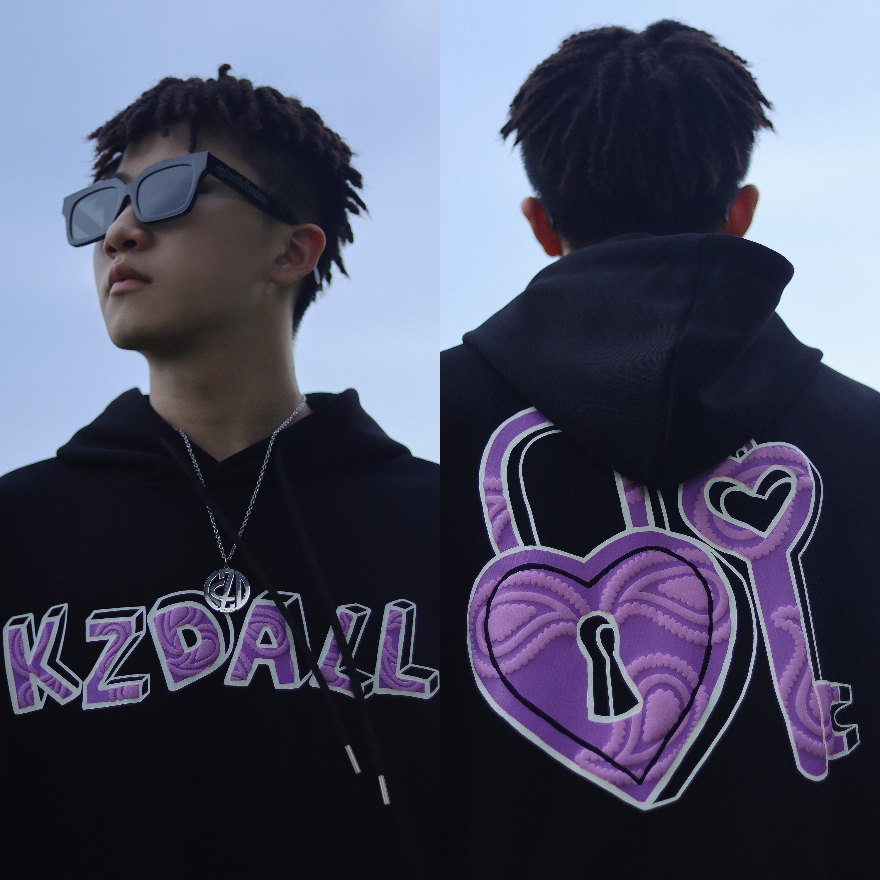 KZDALL爱心锁立体卫衣印花秋冬