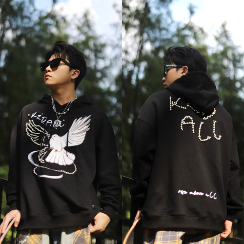 KZDALL原创设计珍珠鸽连帽卫衣