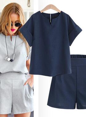 2024 summer big yards dress fat MM short sleeve suit夏季套装