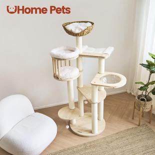全实木猫爬架猫树猫窝一体猫咪玩具抹爪藤编小户型大型