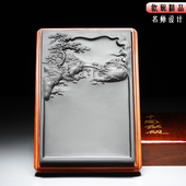 精品歙砚实用大砚台老坑黑v龙尾天然原石春耕秋读名师收藏送礼端