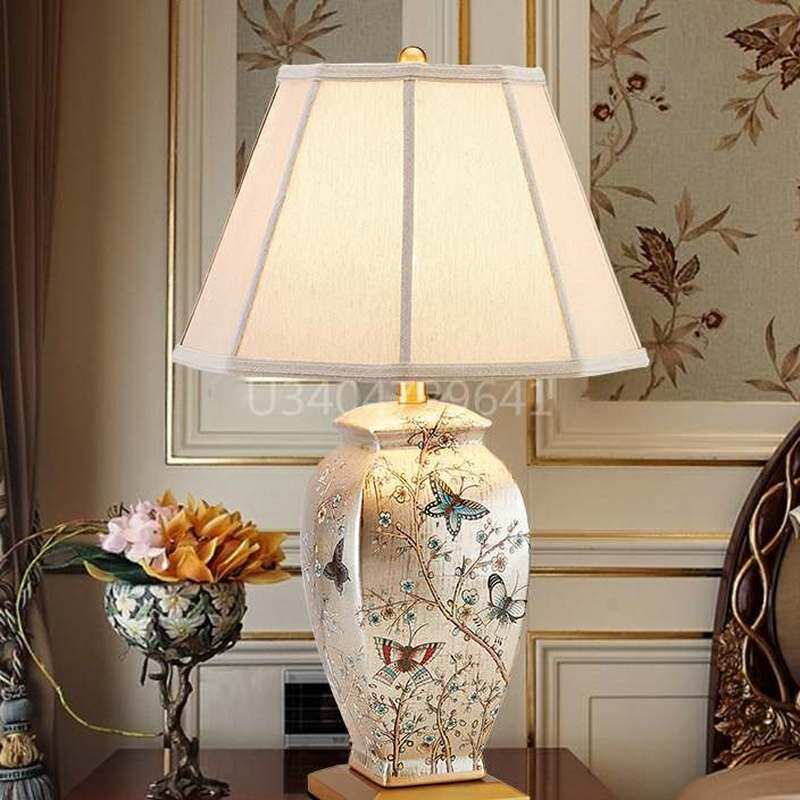 卧室田园酒店台灯床头灯客厅美式复古别墅法式样板间全铜陶瓷酒店