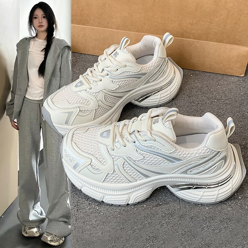 厚底老爹鞋女e2025春夏季新款百搭爆款增高网面透气超火休闲运动