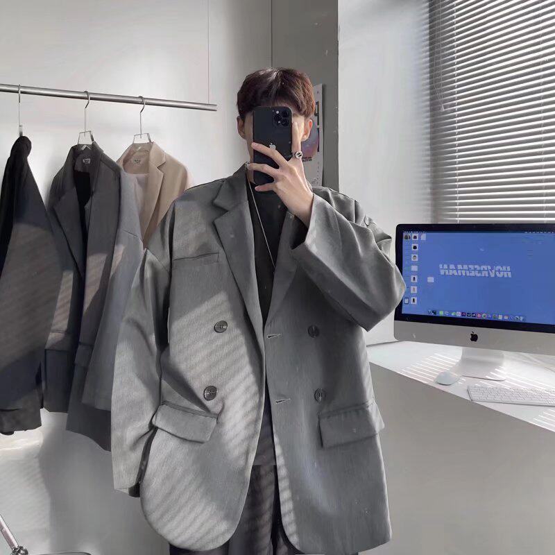 春秋新款西装外套男韩版潮流ins高级感宽松长袖DK制服休闲夹克男