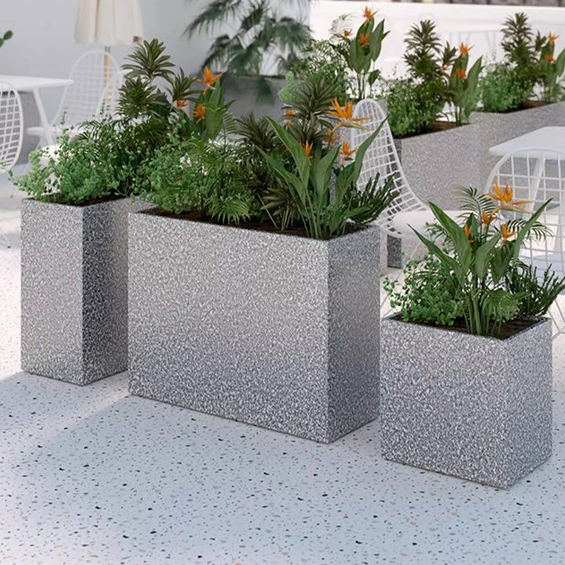 户外仿水墨石花箱组合定制长方形商业街小区售楼部可移动定制花坛