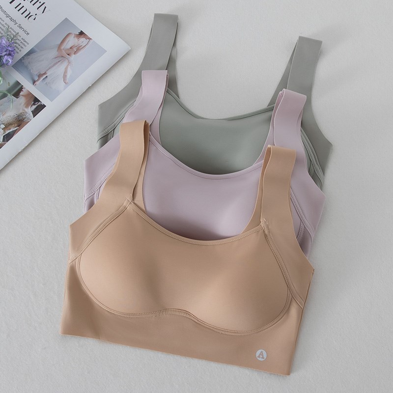 无痕运动内衣女舒适薄款抹胸防走光美背文胸一体背心式无钢圈胸罩
