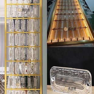 网红不锈钢水晶屏风隔断长条玻璃砖挂片定制客厅酒店W花格栅背景