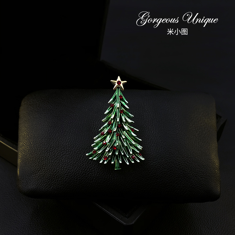 1670 精致高档圣诞树胸针男女别针款胸花毛衣外套配饰圣诞节礼物