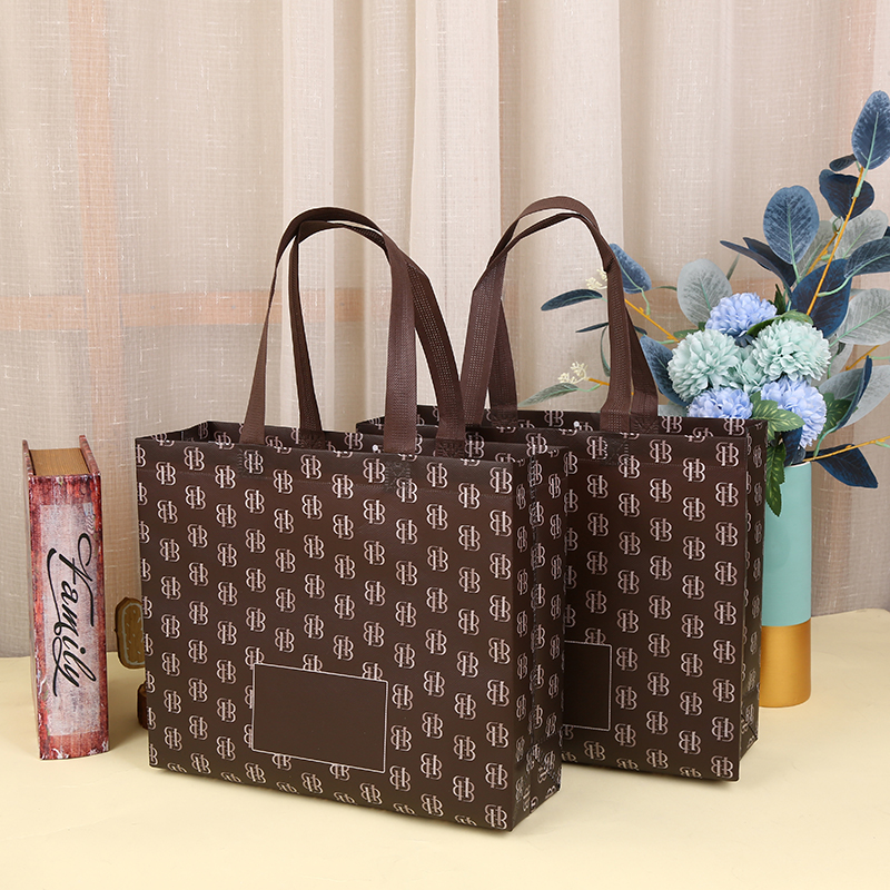 新款加厚覆膜无纺布爆款咖色袋子女装童装手提购物服装店袋子定制