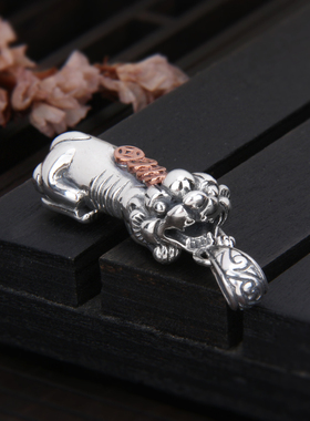 银琪银饰貔貅吊坠男士招财转运项链挂坠女复古个性霸气潮财运挂件