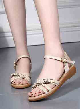 。大码43 42妈妈鞋小码32 33学生女鞋牛筋底防滑平底女凉鞋孕妇鞋