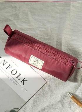 MUIS目意思网布夹层小清新女生尼龙化妆包简约大容量文具盒笔袋