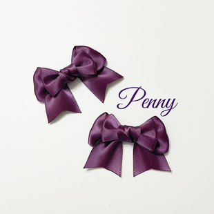 包邮佩尼手作一对可爱的紫色蝴蝶结发夹多色可选卢瓦尔葡萄园