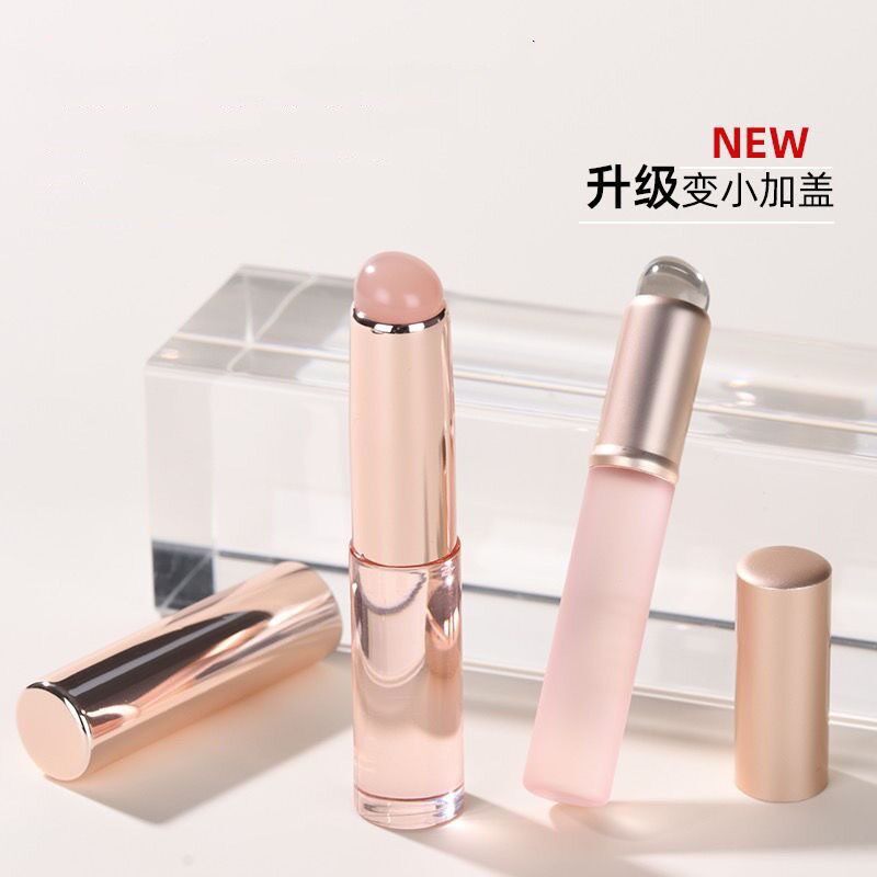 圆头晕染渐变透明硅胶唇刷便携带盖打底女士其他个护工具
