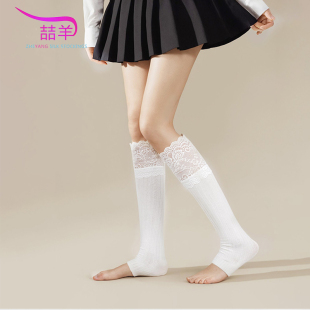 春夏薄款jk白色小腿袜女蕾丝花边堆堆袜中筒袜子配靴子芭蕾风长袜