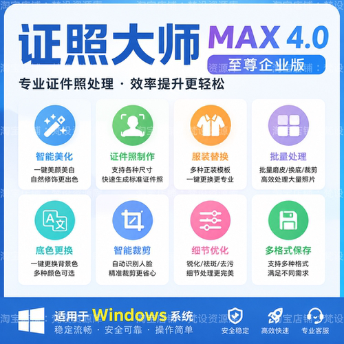 证照大师MAX 4.0证件照PS插件AI换装抠图智能排版批量修图