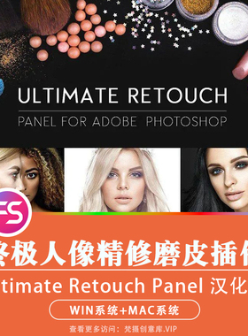 PS人像精修磨皮插件美白中性灰Ultimate Retouch Panel美颜修容