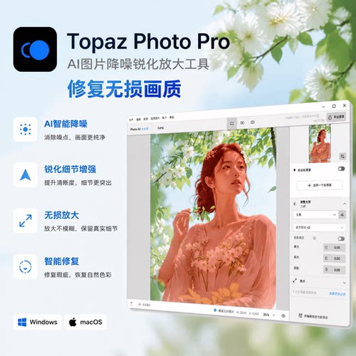 PS插件Topaz Photo1.6.2中文版AI图像增强去噪锐化放大图像恢复