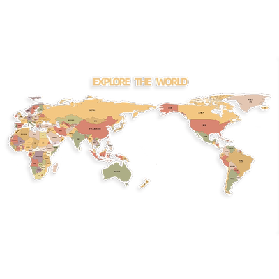 世界地图墙面装饰墙贴背景墙装饰画现代简约卧室客厅立体墙挂件背景墙挂饰旅行照片墙毛毡板墙贴  公司文化墙