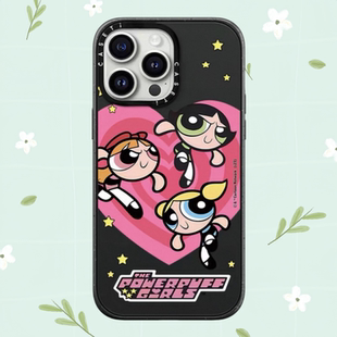 CASETiF联名艺术家爱心小女警磨砂黑适用苹果16promax手机壳iphone15pro新款 代购 保护套magsafe14情侣13哑光