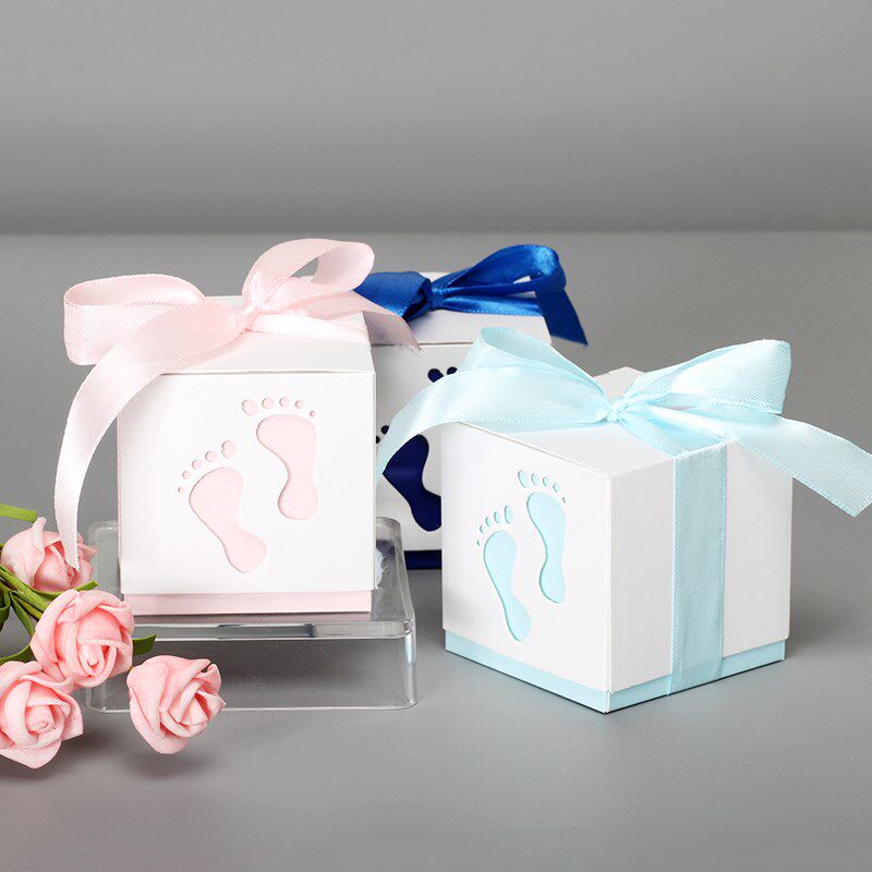 5pcs baby feet candy gift box birthday first communion girl