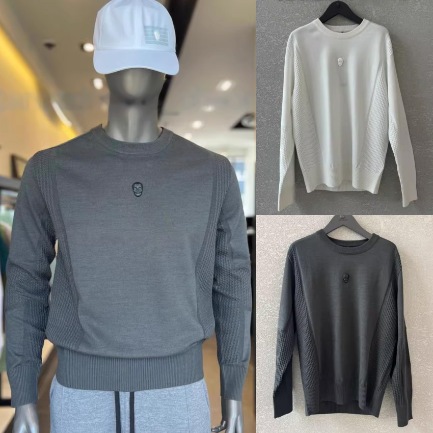 高尔夫男士球服秋冬圆领字标长袖针织衫GOLF户外运动吸湿排汗上衣
