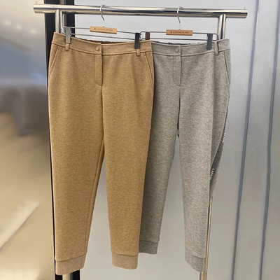 25韩系秋冬高尔服女士加厚长裤时尚百搭修身高腰显瘦哈伦萝卜裤潮