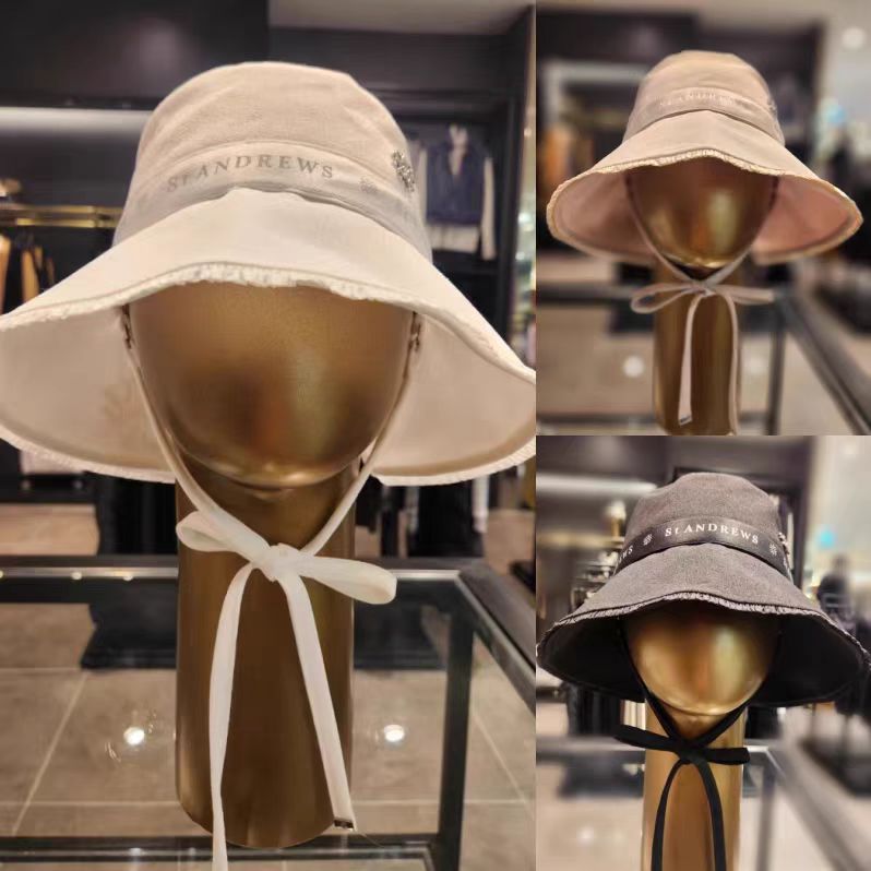 25原单高尔夫女士球帽秋季防风遮阳气质减龄户外可拆卸绑带渔夫帽