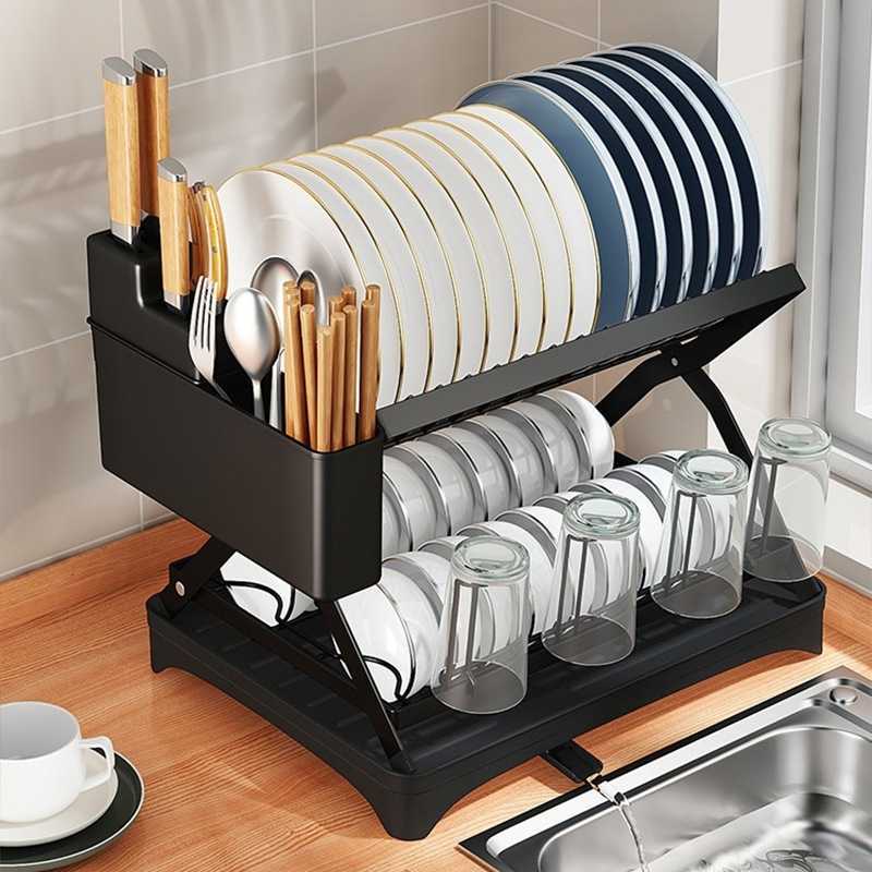 尔沫厨房置物架碗碟碗盘收纳架沥水架家用多功能放碗架型碗筷架