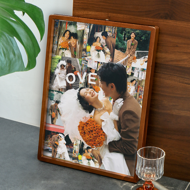 高级感双面相框照片定制diy情侣婚纱照洗照片做成相框摆台礼物