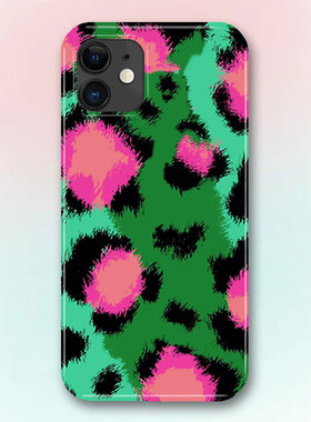 绿色潮牌豹纹适用iPhone15plus轻奢14Promax苹果13Pro高级感手机壳12菲林11新款mate50华为nova全包P60女防摔