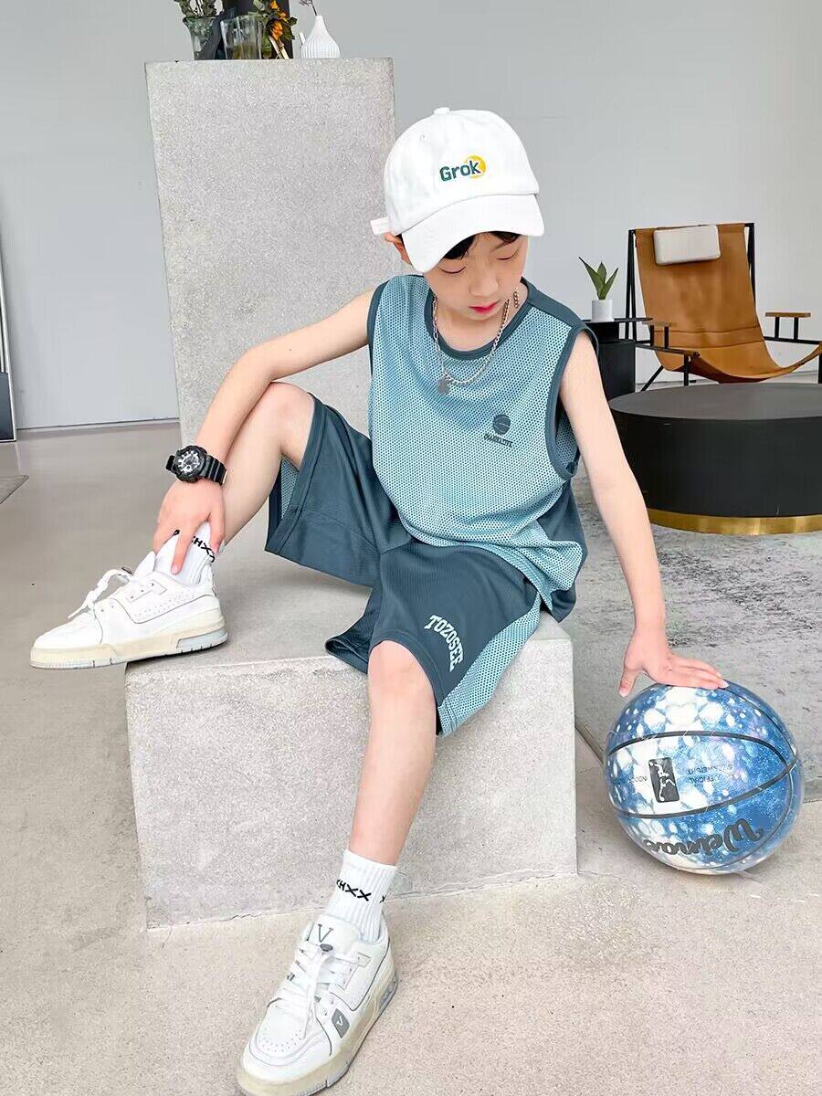 童装男童夏装套装2025新款儿童速干运动篮球服两件套男孩背心夏季