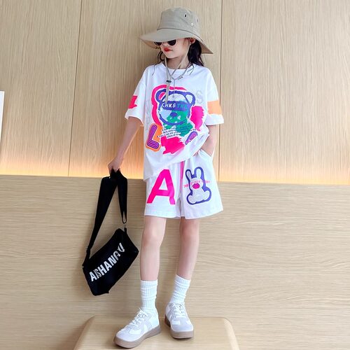 女童夏季套装洋气儿童短裤两件套