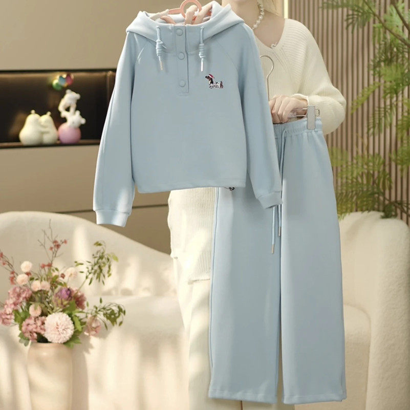 女童休闲时尚套装2025春秋季新款女宝宝中大童纯色刺绣卫衣两件套,童装/婴儿装/亲子装,套装,淘宝优惠券,粉丝福利购,淘宝优惠卷