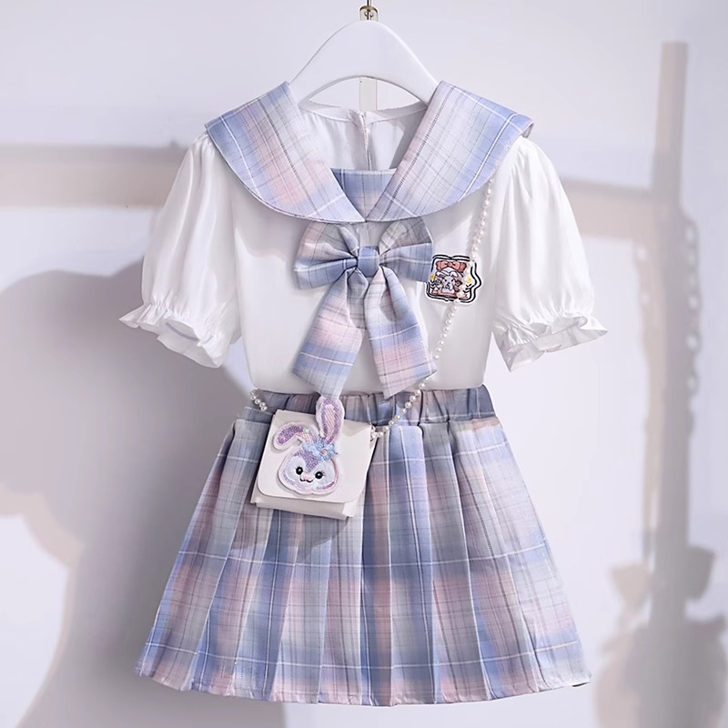 女童jk套装中大童蝴蝶结两件套