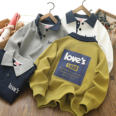 男童卫衣秋装洋气翻领polo衫儿童