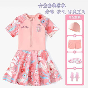 儿童甜美连衣裙速干游泳衣小女孩套装 女童裙子泳衣美乐蒂2025新款