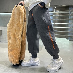 2025新款 子加厚秋冬款 中大童冬季 羊羔绒棉裤 儿童装 卫裤 男童加绒裤