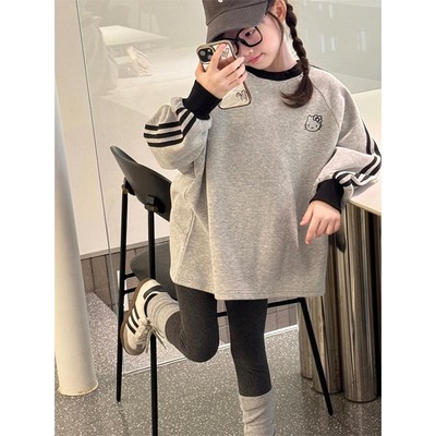 女童加绒休闲上衣圆领百搭卫衣