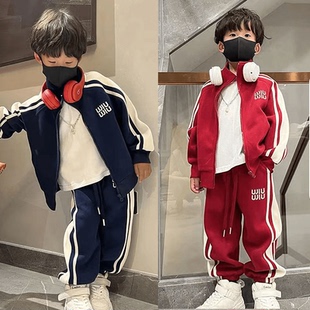 运动两件套 男孩洋气中大童帅气韩版 男女童刺绣字母休闲套装 春秋季