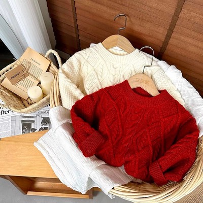 儿童装毛衣喜庆拜年服男女针织衫