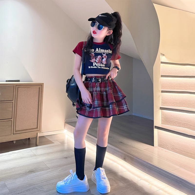 jk套装女童夏装儿童网红百褶裙