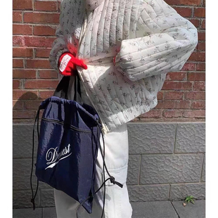 韩国小众maybebaby抽绳同款尼龙双肩大容量束口百搭