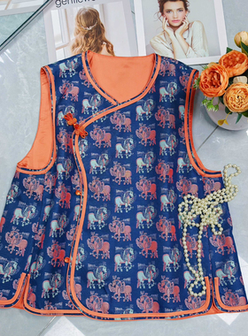 米米26年早春新中式真丝提花盘扣围裹式马甲（含30真丝）zl-65286