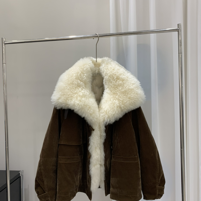 米米草派克羽绒服新款皮毛一体中长款外套冬保暖羽绒服外套0575