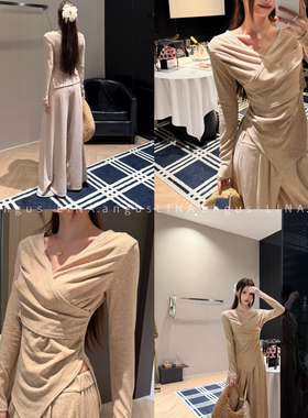 米米设计款显瘦开衩上衣+慵懒舒适裤套装86081