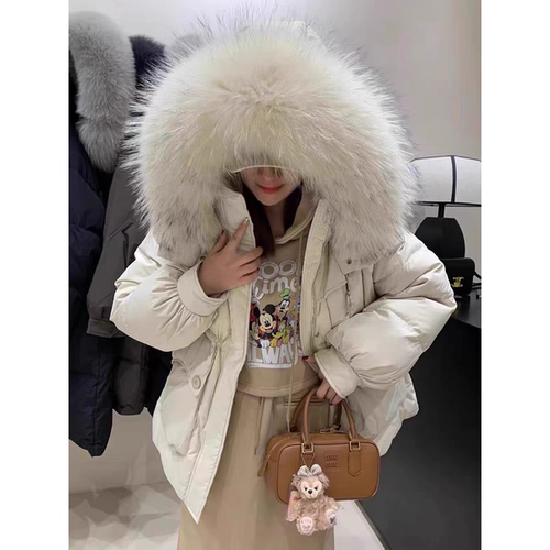 米米设计羽绒服(配毛领貉子毛真毛可拆卸)(含50白鸭绒)25977