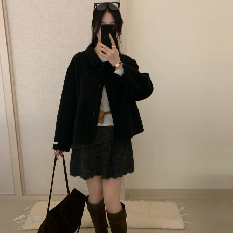 米米设计百搭短款外套5牦牛绒15天丝羊毛外套（含80澳毛）5556-1