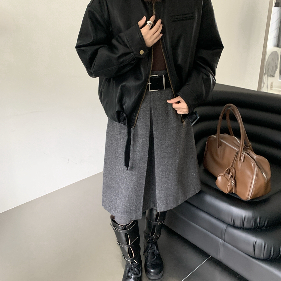 米米店冬上新毛领设计夹克拉链夹棉皮衣85276